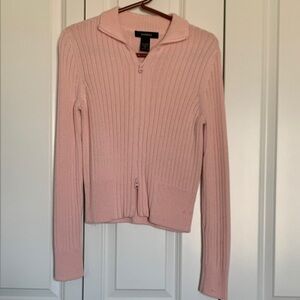 Express Light Pink Ribbed Cardigan